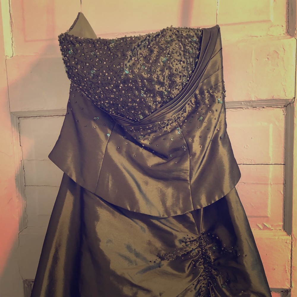 Beautiful olive prom dress by Niki Livas